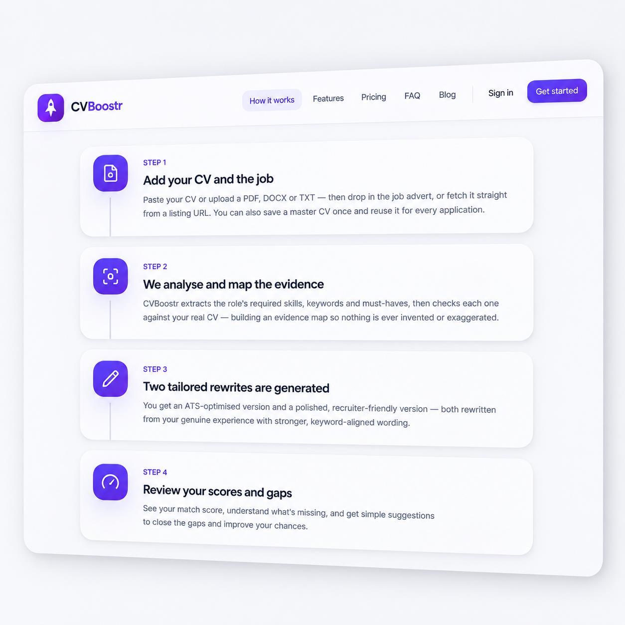 CVBoostr product workflow
